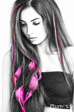 Hahn an Kette - 40 cm - Clips 3 Farben - fuchsia
